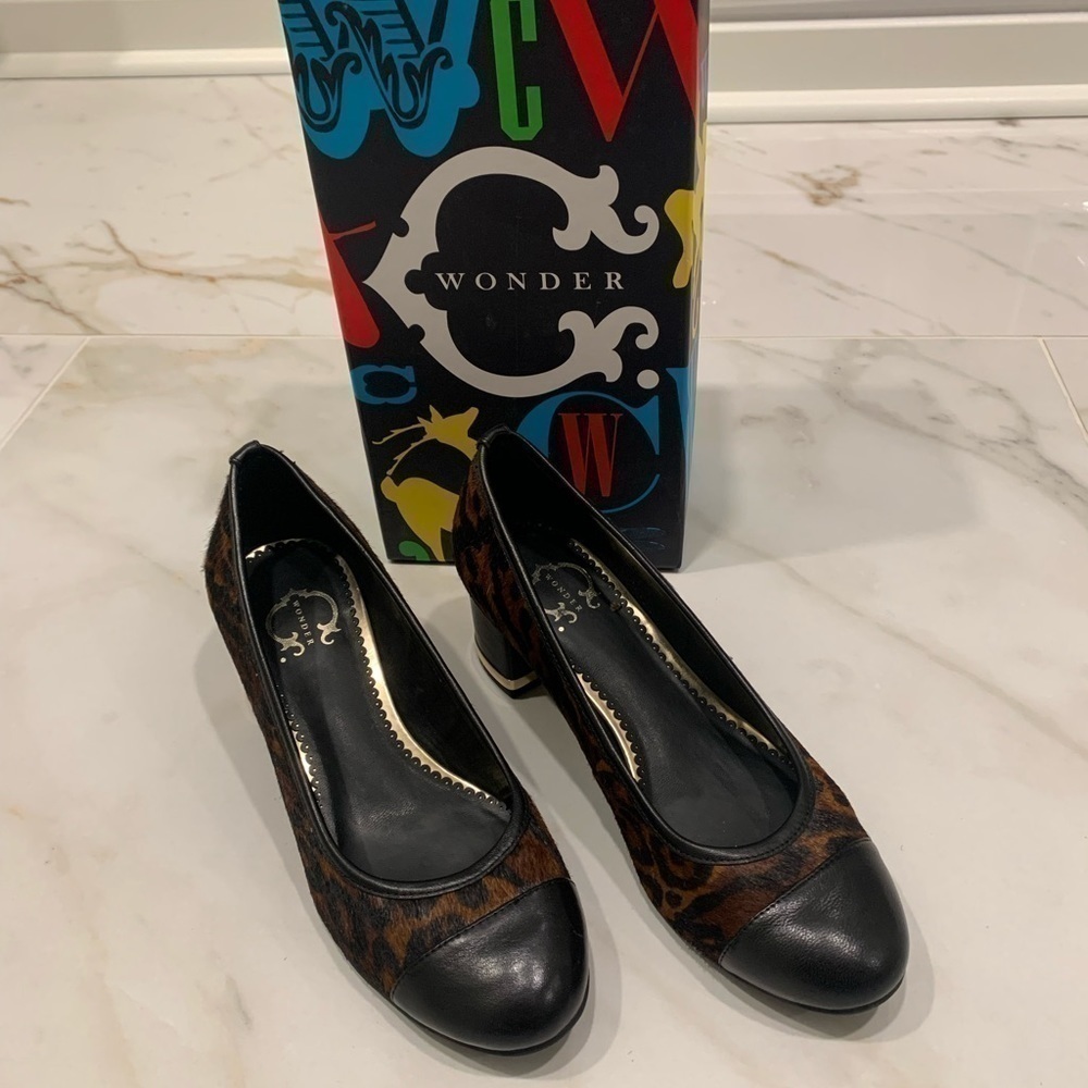 𝅺c. Wonder Leopard calf hair and leather pumps Sz 6 1/2 - Picture 4 of 10